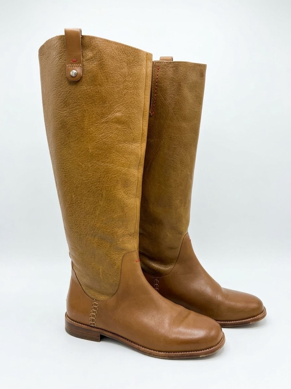 ED ELLEN DEGENERES Zoila Cognac Tan Leather Tall Riding Boots SIZE 9.5 - FLAW